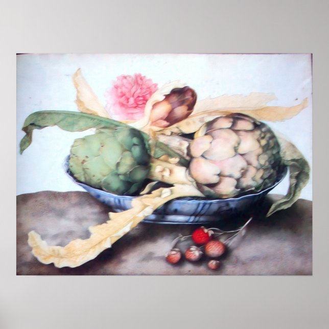 PÓSTER FRUTAS DA ESTAÇÃO 4- ALCACHOFRAS, ROSA & MORANGOS (Frente)