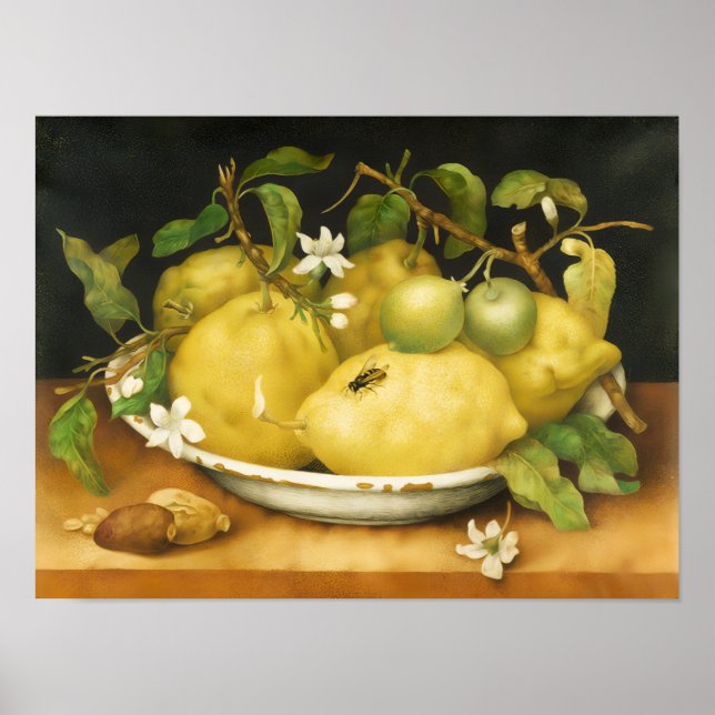 PÓSTER FRUTAS DA ESTAÇÃO LARANJAS E FLORES BRANCAS (Frente)
