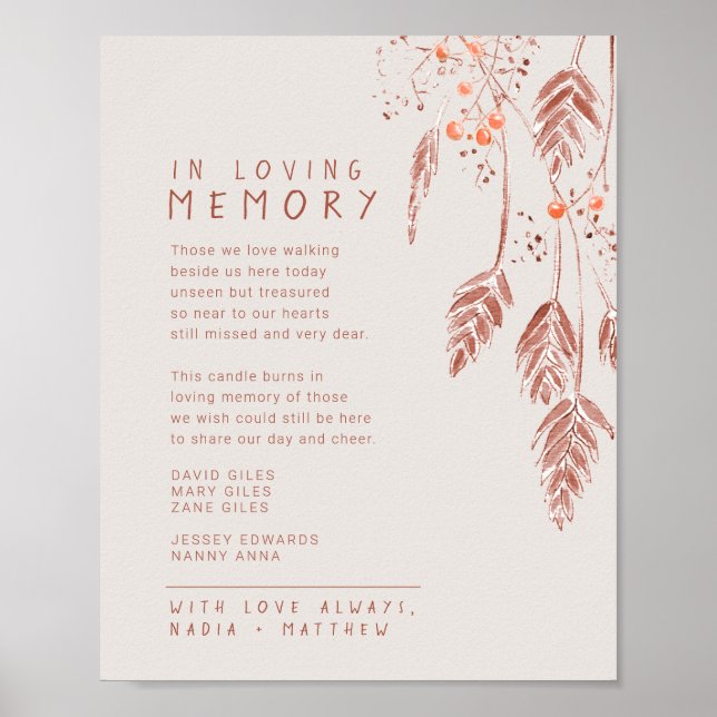 Poster Frutas de grama caem memorial de casamento lembran (Frente)
