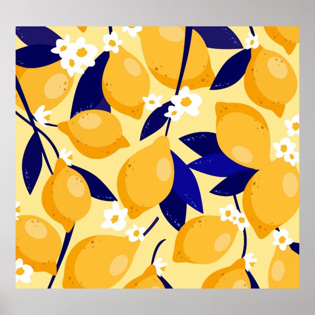 Poster Frutas de limão: padrão de comida. (Frente)