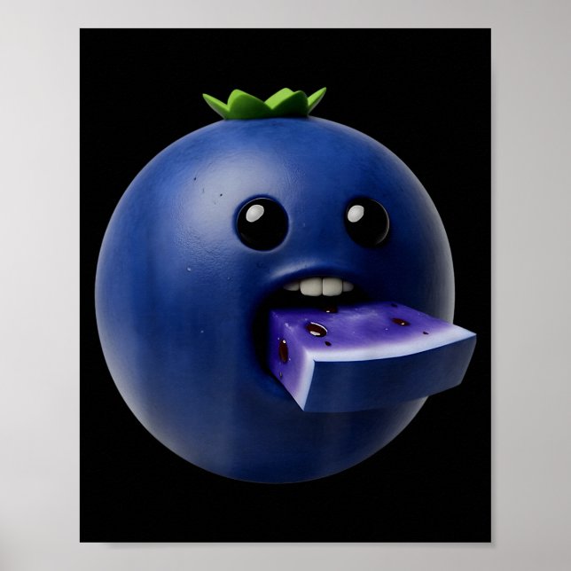 Poster Frutas de Nicho Engraçadas Mirtilo Meme Brainrot S (Frente)