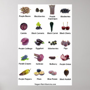 Póster Frutas e legumes roxas e azuis