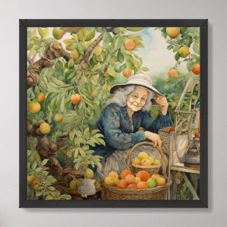 Poster Frutas e sorrisos da senhora do jardim