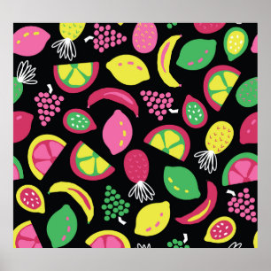 Poster Frutas Exóticas: Padrão Colorido Invisível