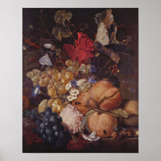 Poster Frutas, flores e insetos de Jan van Huysum