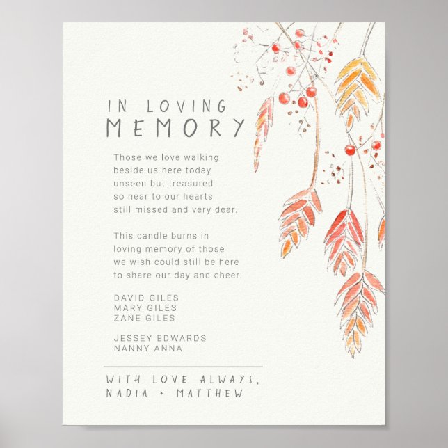 Poster Frutas silvestres caem memorial de casamento lembr (Frente)