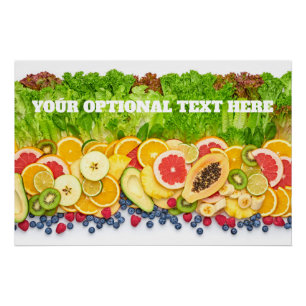 Póster Frutas Tropicais de Texto Personalizado