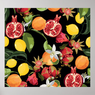 Poster Frutas Tropicais: Fundo Exótico e Invisível