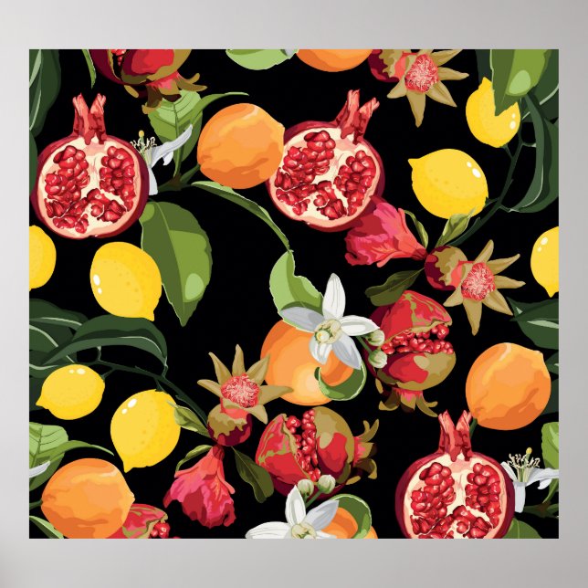Poster Frutas Tropicais: Fundo Exótico e Invisível (Frente)