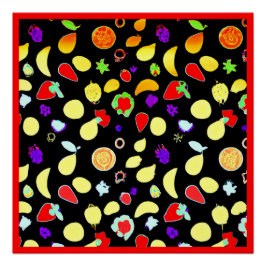 Póster Frutas Tropicais Neon Explodem