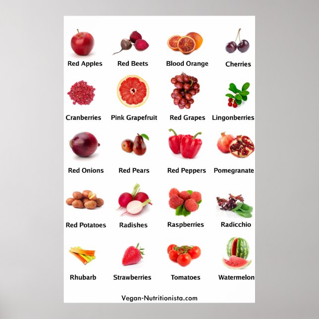 Póster Frutas vermelhas e vegetais (Frente)