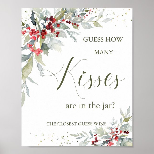 Poster Frutas Vermelhas Folhagem Quantos Beijos na Jarra (Frente)