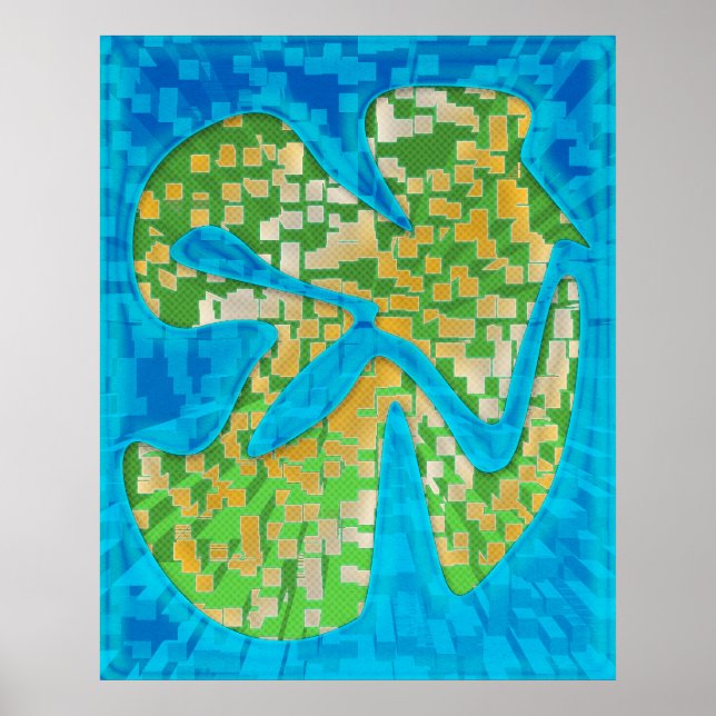 Poster Frutiger Aero Pixel - Extrusão Mosaica (Frente)