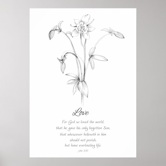 Poster Fruto do Espírito João 3:16 Amor Escritura Bíblia (Frente)
