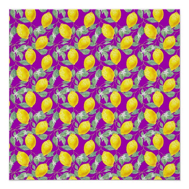 PÓSTER FRUTOS DE LIMÃO EM FUNDO ROXO (Frente)