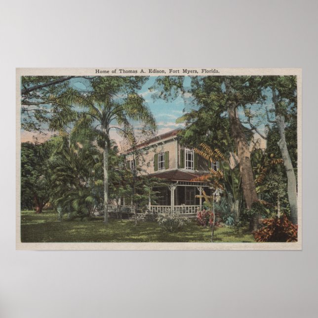 Poster Ft. Myers, Flórida - Vista de Thomas Edison House (Frente)