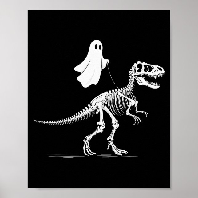 Poster Fú Ghost Halloween Dinossauro Esqueleto T Rex (Frente)