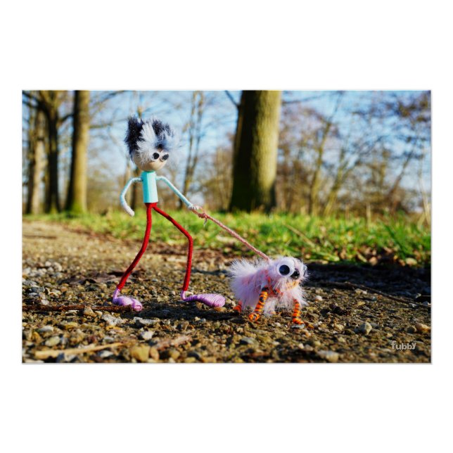 Póster Fubby die zijn hondje uitlaat. (Frente)