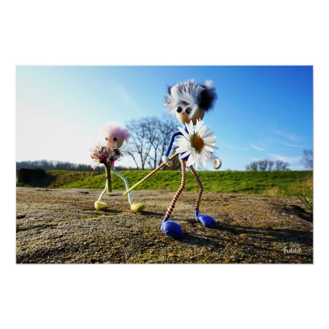 Póster Fubby's in natuur met madeliefjes. (Frente)