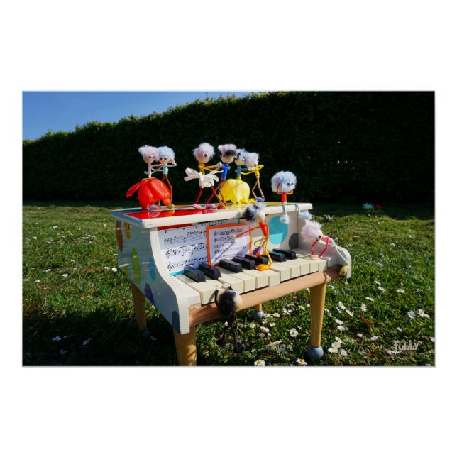 Póster Fubby's op piano die muziek maken en dansen. (Frente)