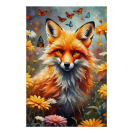 Póster Fuchs auf der Wiese