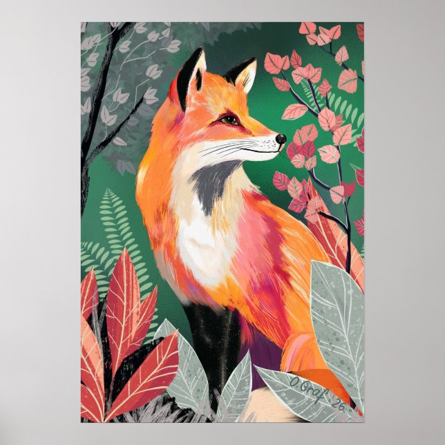 Poster Fuchs Zauberwald Hand-Painted Nature Illustrations (Frente)