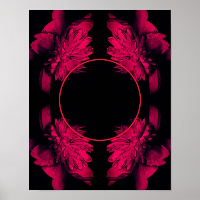 Poster Fuchsia Peony Floral Frame Crie sua própria foto (Frente)