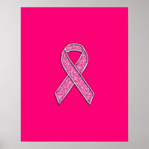 Póster Fúcsia Glitter Style Sensibilização para a Fita