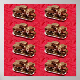 Poster Fudge de Marshmallow com Chocolate e Cereja num Pr