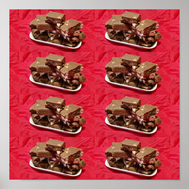Poster Fudge de Marshmallow com Chocolate e Cereja num Pr (Frente)