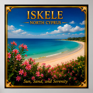 Poster Fuga de Praia de Iskele Chipre do Norte Memória