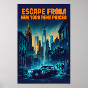 Poster Fuga dos preços do aluguel em Nova Iorque - Satíri
