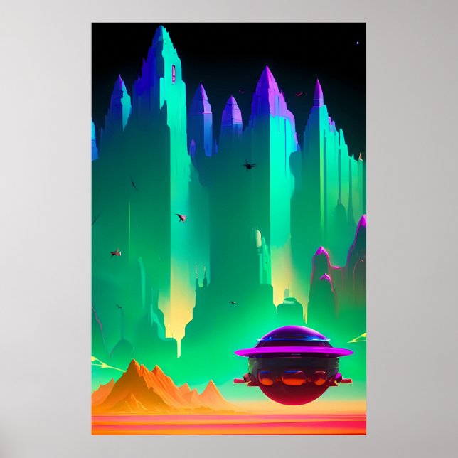 Poster Fuga para a Cidade de Marte Ficção Científica Fant (Frente)