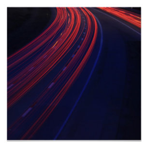 Póster Fugas da luz da cauda do tráfego de veículo