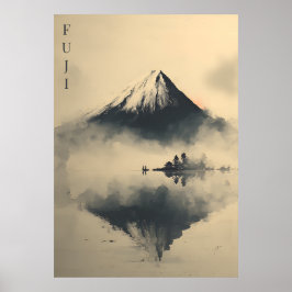 Poster FUJI - Minimalist Sumi-e Ink