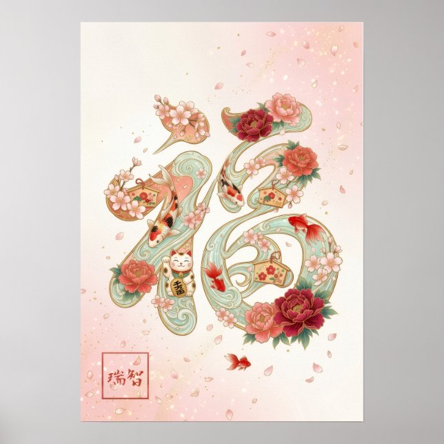 Poster Fuku: Calligraphy "Good Fortune"260020230 (Frente)