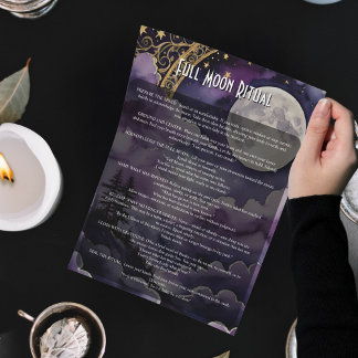 Poster Full Moon Pagan Ritual & Prayer Book of Shadows