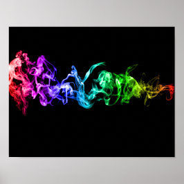 Póster Fumaça Abstrato colorida - Arco-íris no escuro