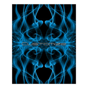 Póster Fumaça Azul Temperamental Arte Abstrata Personaliz