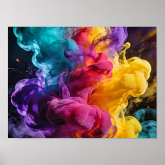 Poster Fumaça colorida vibrante girando em abstração dinâ