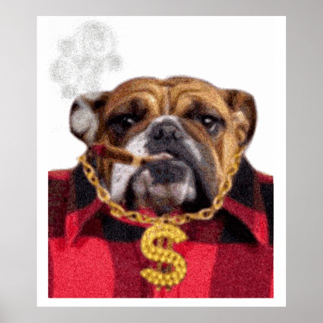 Póster Fumando Gangsta Bulldog (Frente)