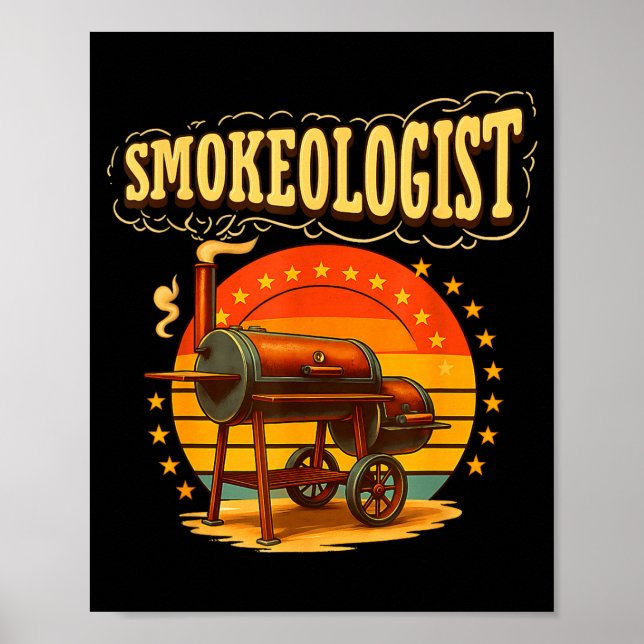 Poster Fumante vintage pitmaster churrasco grelhador (Frente)