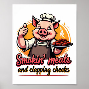 Poster Fumar Caprinos E Calçar Cheeks Engraçados Bicho B