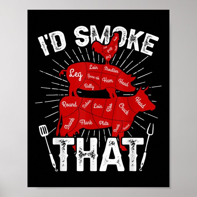 Poster Fumar Isso - Presente De Fumador De Churrasco De C (Frente)