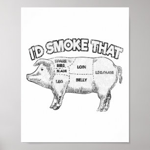 Poster Fumaria Aquele Churrasco Engraçado Fumante Vintage
