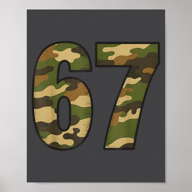 Poster Fun 67 Six Seven Hunting Camo 6 7 Meme Gen Alpha C (Frente)