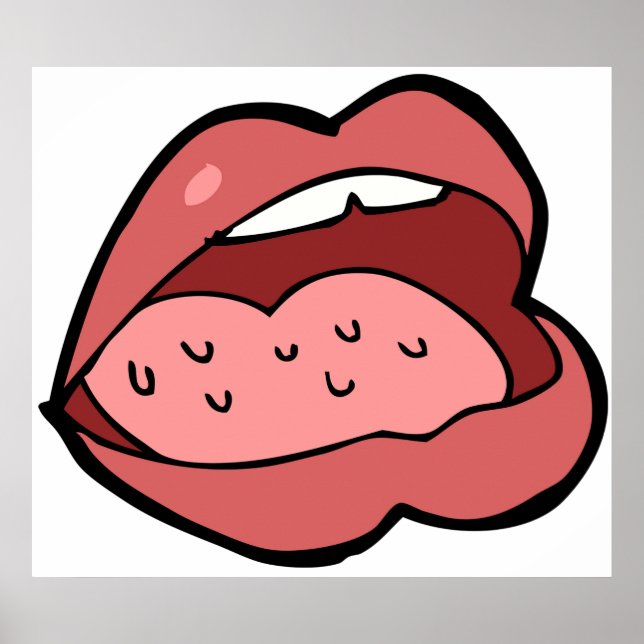 Poster Fun Cartoon Open Mouth and Lips (Frente)