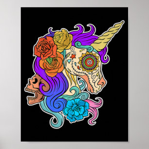 Poster Fun Cute Sugar Skull Unicorn Halloween Gifts Costu