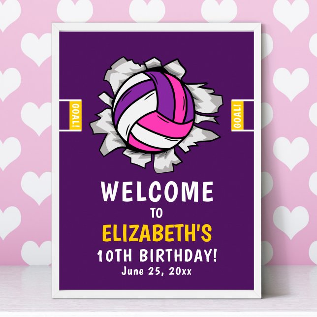 Poster Fun Volleyball Girl Birthday (Criador carregado)