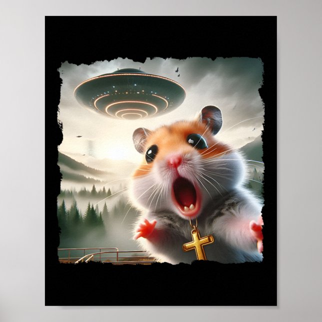 Poster Função Hamster Selfie Com Meme de Viagem Espacial  (Frente)